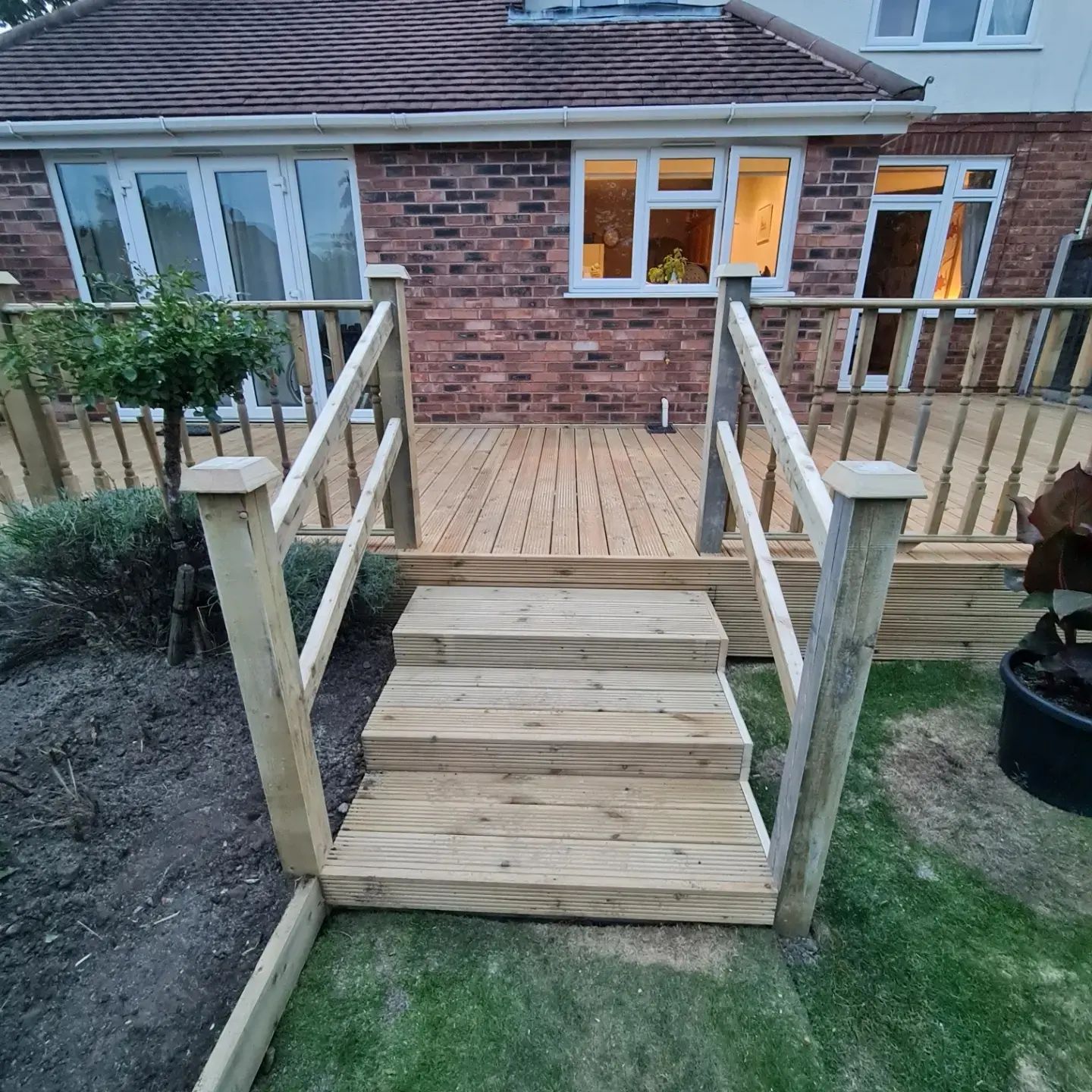 Deck steps and handrails