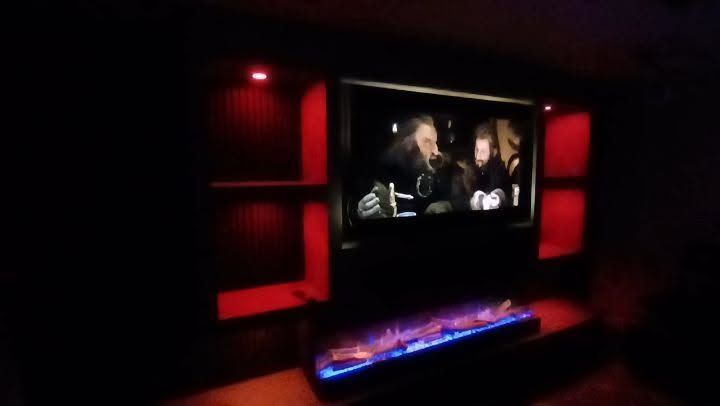 Media wall with fire and lighting
